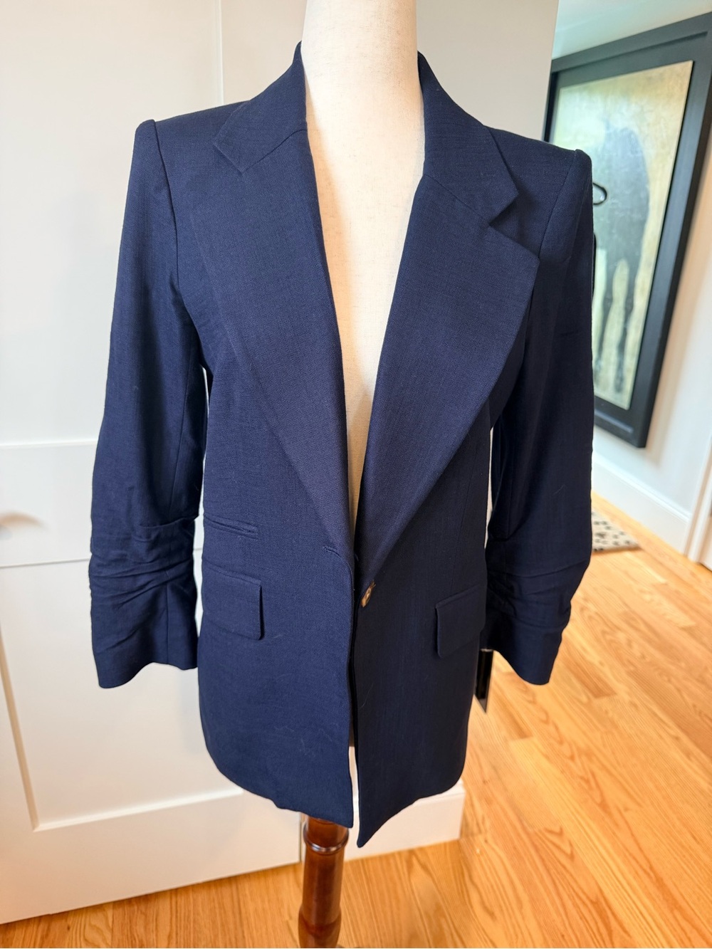 Veronica Beard Battista Navy Single-Button Tailored Dickey Blazer - Picture 13 of 16